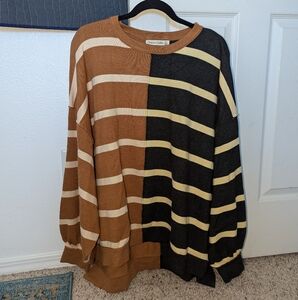 Cherry Cloth Stripe Oversize Sweater